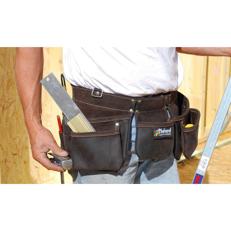 Porte-outils de ceinture en cuir, 4 poches, 33 cm 